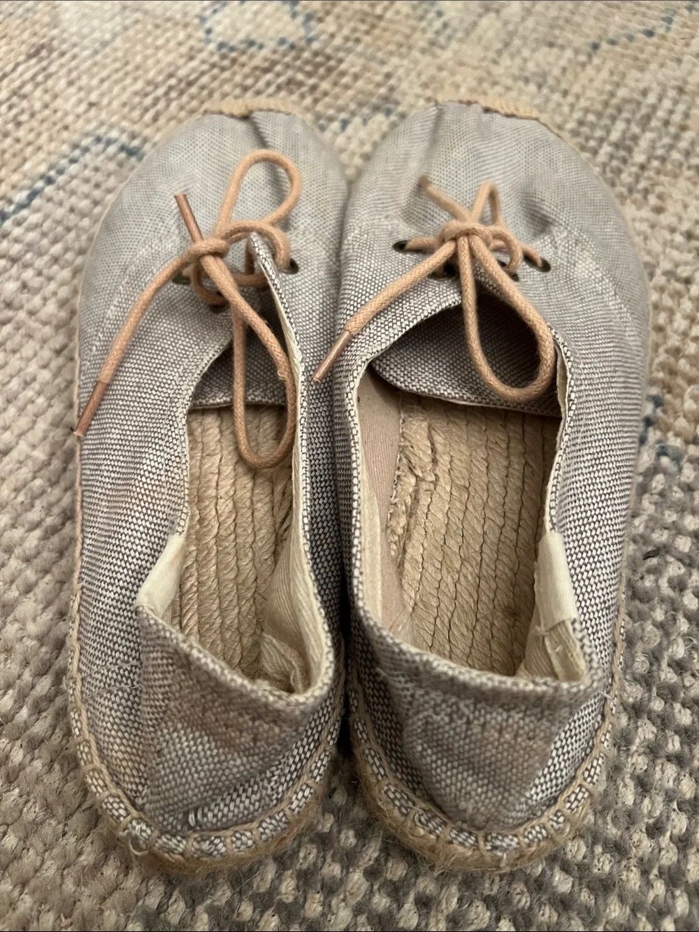 Soludos Linen Lace-Up Espadrilles with Tan Laces